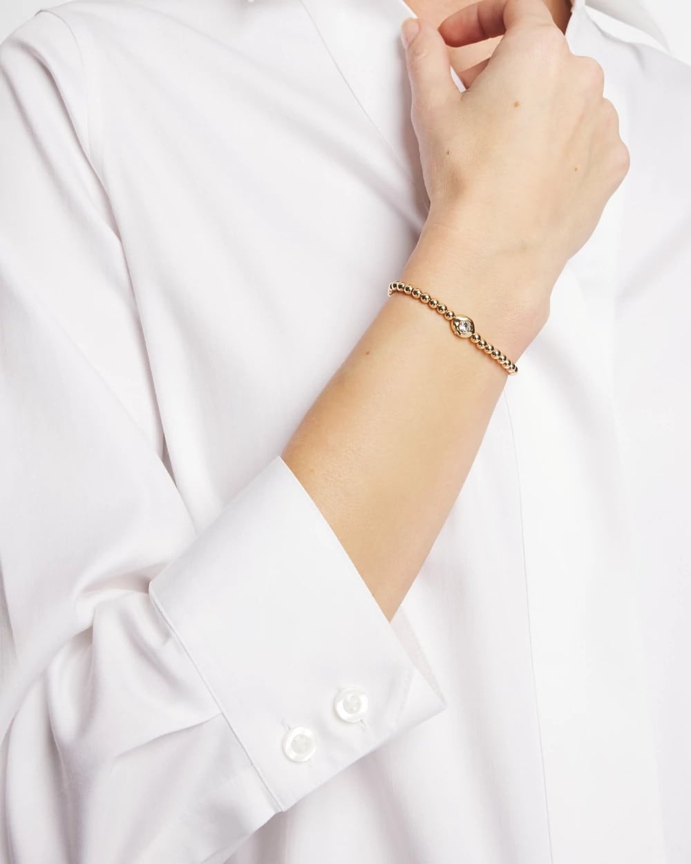 Chico's On Sale Gold Mini Bead Stretch Hero Bracelet