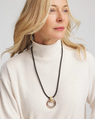Chico's Sale Mixed Metals Adjustable Tri-Tone Pendant Necklace