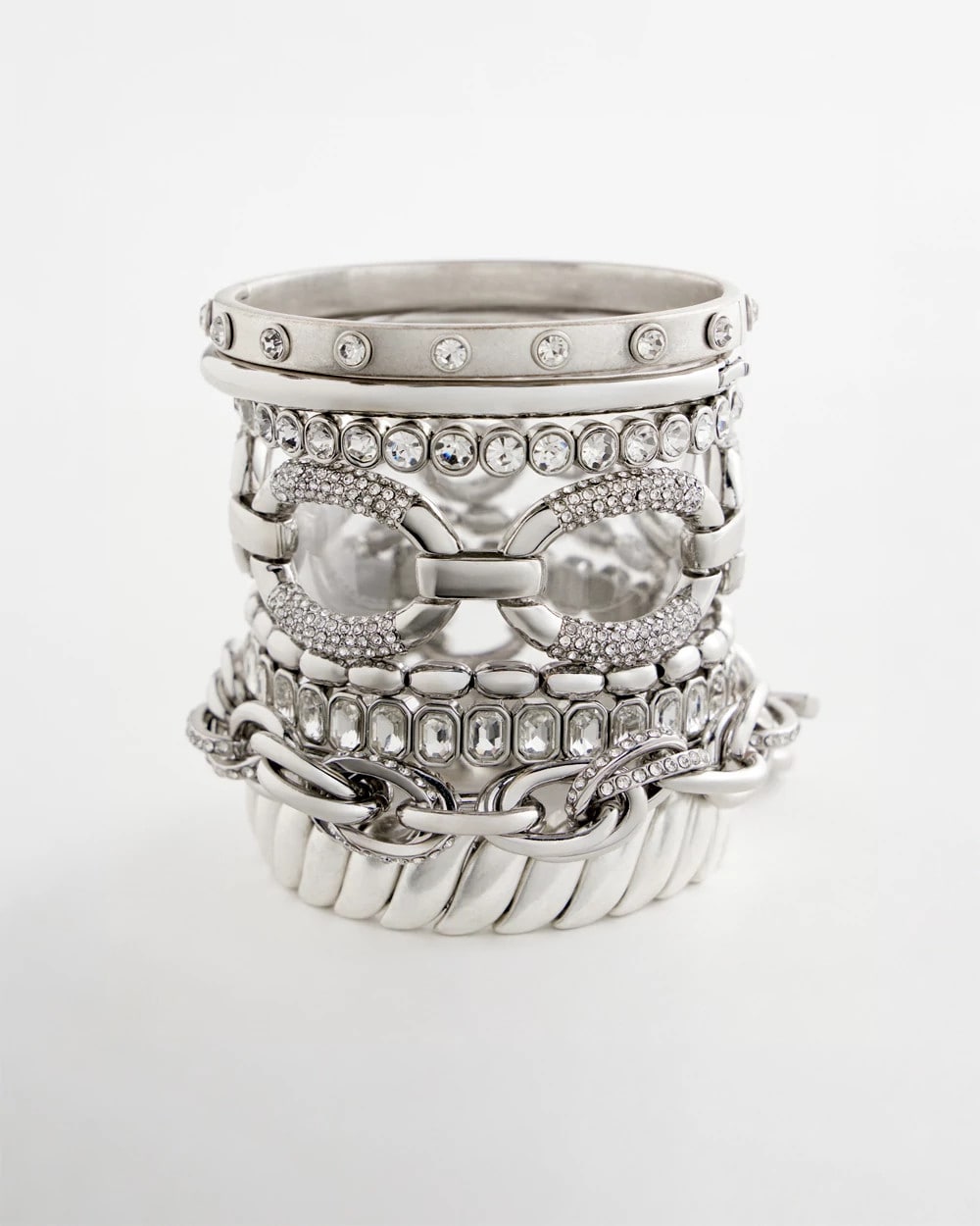 Chico's On Sale Silver Matte Twist Stretch Bracelet