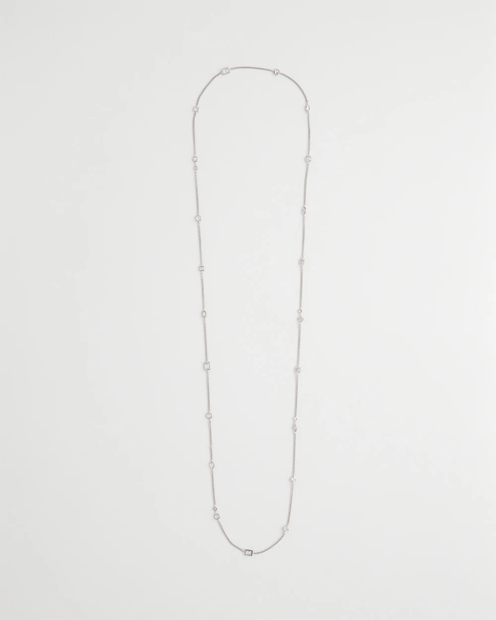 Chico's Discount Silver Fine Crystal Long Chain Necklace