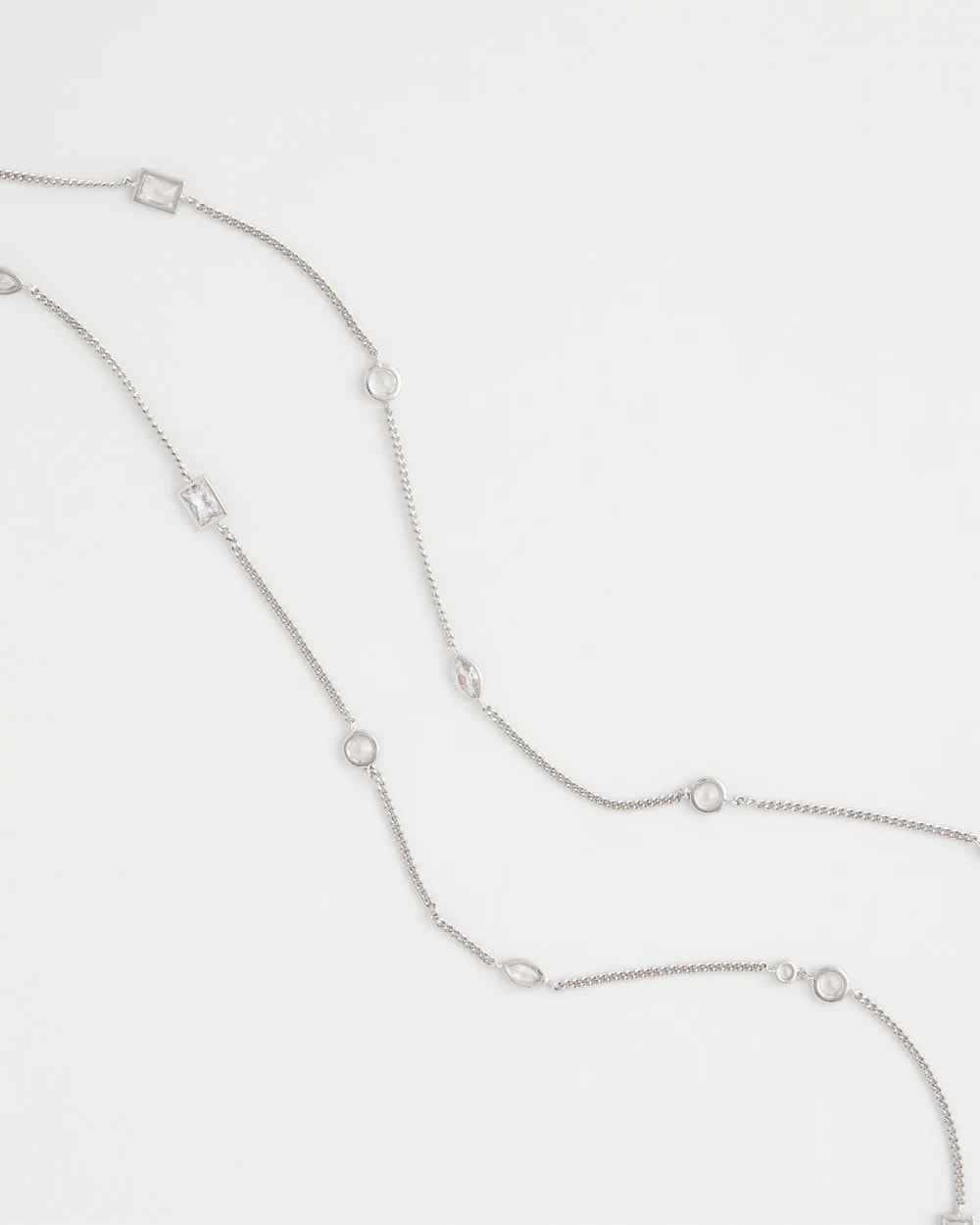 Chico's Discount Silver Fine Crystal Long Chain Necklace