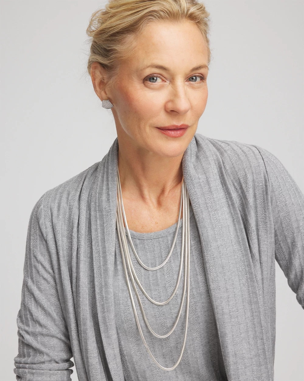Chico's For Sale Silver Multi-Layer Snake Chain Necklace