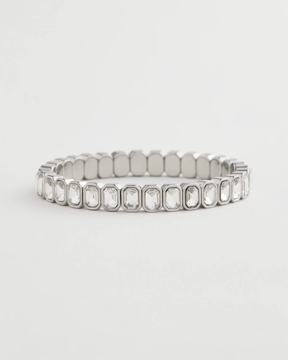 Chico's Discount Silver Silver Bezel Set Stretch Tennis Bracelet