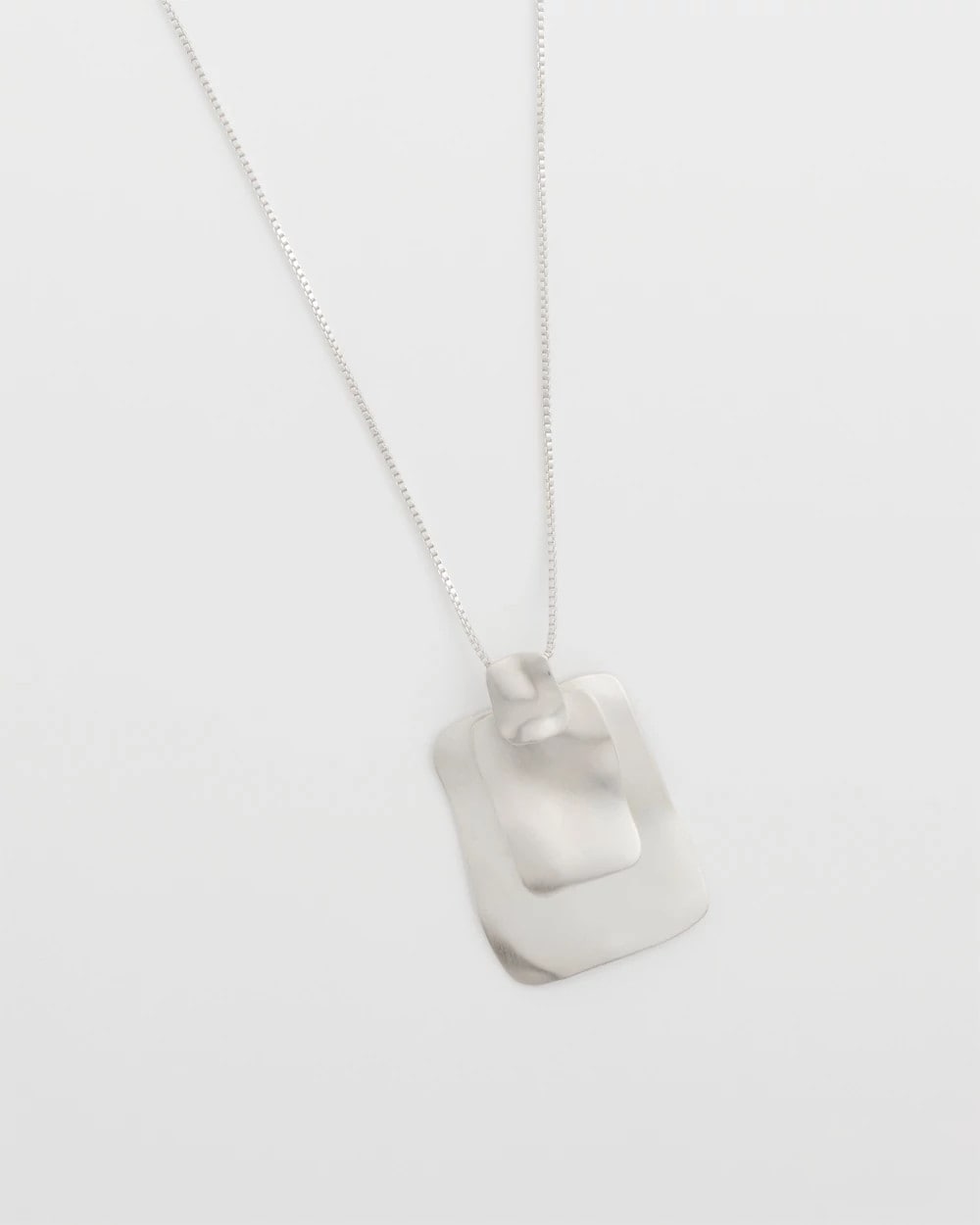 Chico's Sale Silver Adjustable Square Pendant Necklace
