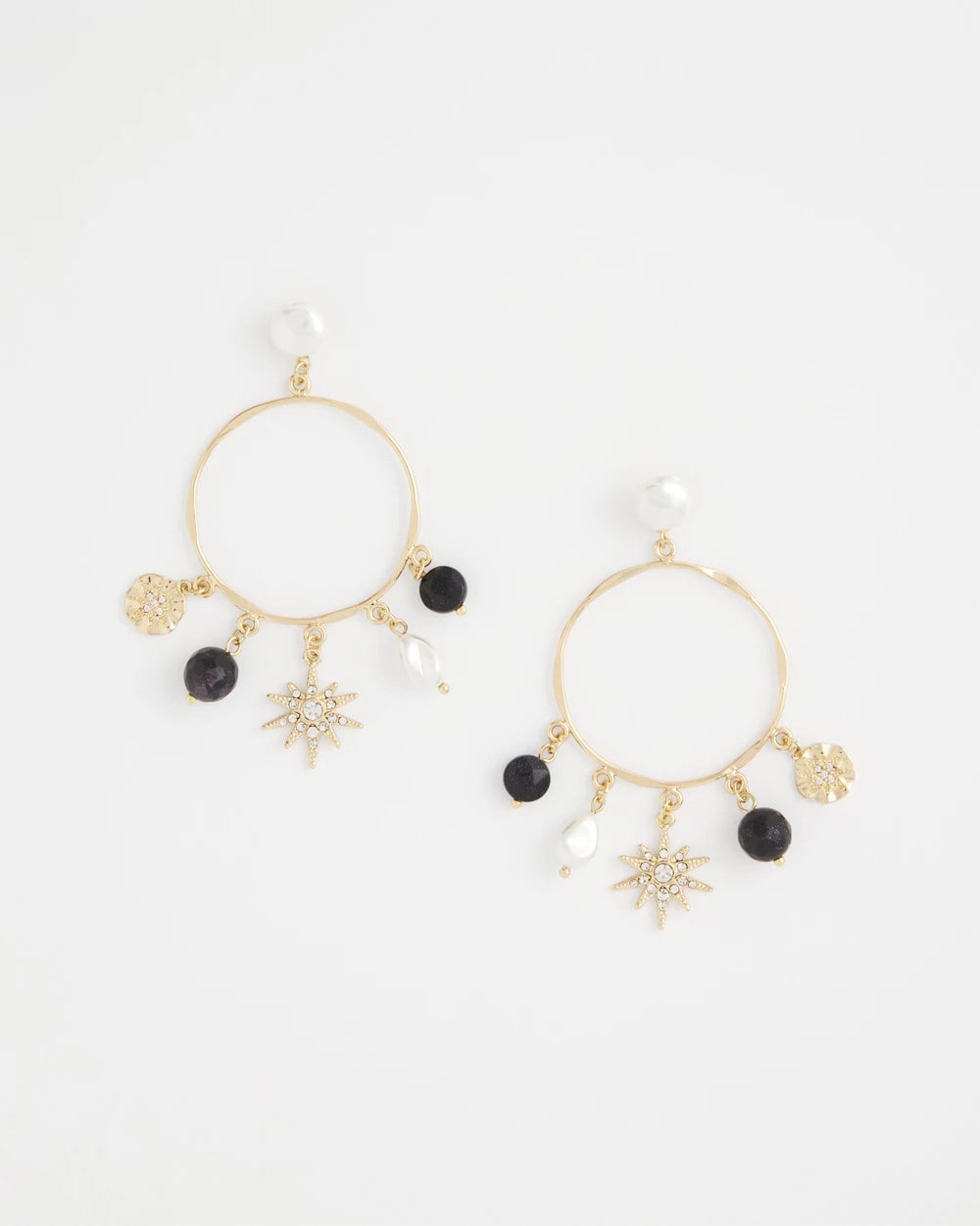 Chico's Discount Gold Starry Night Charm Hoop Earrings