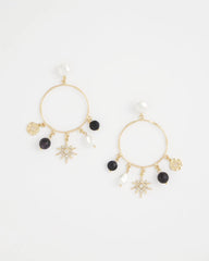 Chico's Discount Gold Starry Night Charm Hoop Earrings