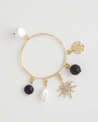 Chico's Discount Gold Starry Night Charm Hoop Earrings