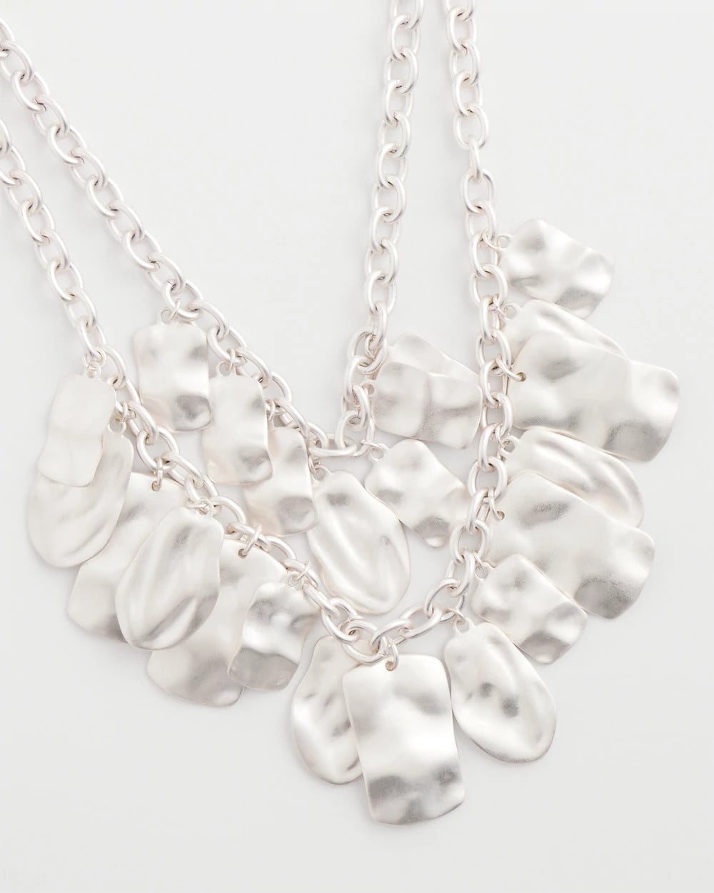 Chico's On Sale Silver Double Square Charm Pendant Necklace