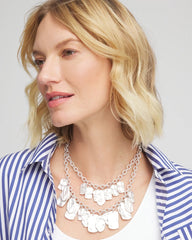 Chico's On Sale Silver Double Square Charm Pendant Necklace