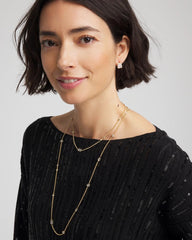 Chico's For Sale Gold Fine Crystal Long Chain Necklace