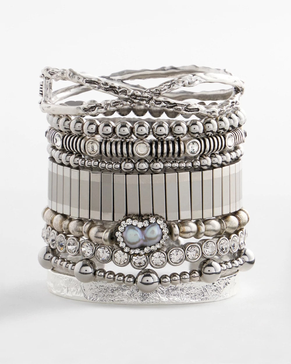 Chico's Discount Silver Silver Tone Stretch Watchband Bracelet