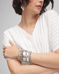 Chico's Discount Silver Silver Tone Stretch Watchband Bracelet