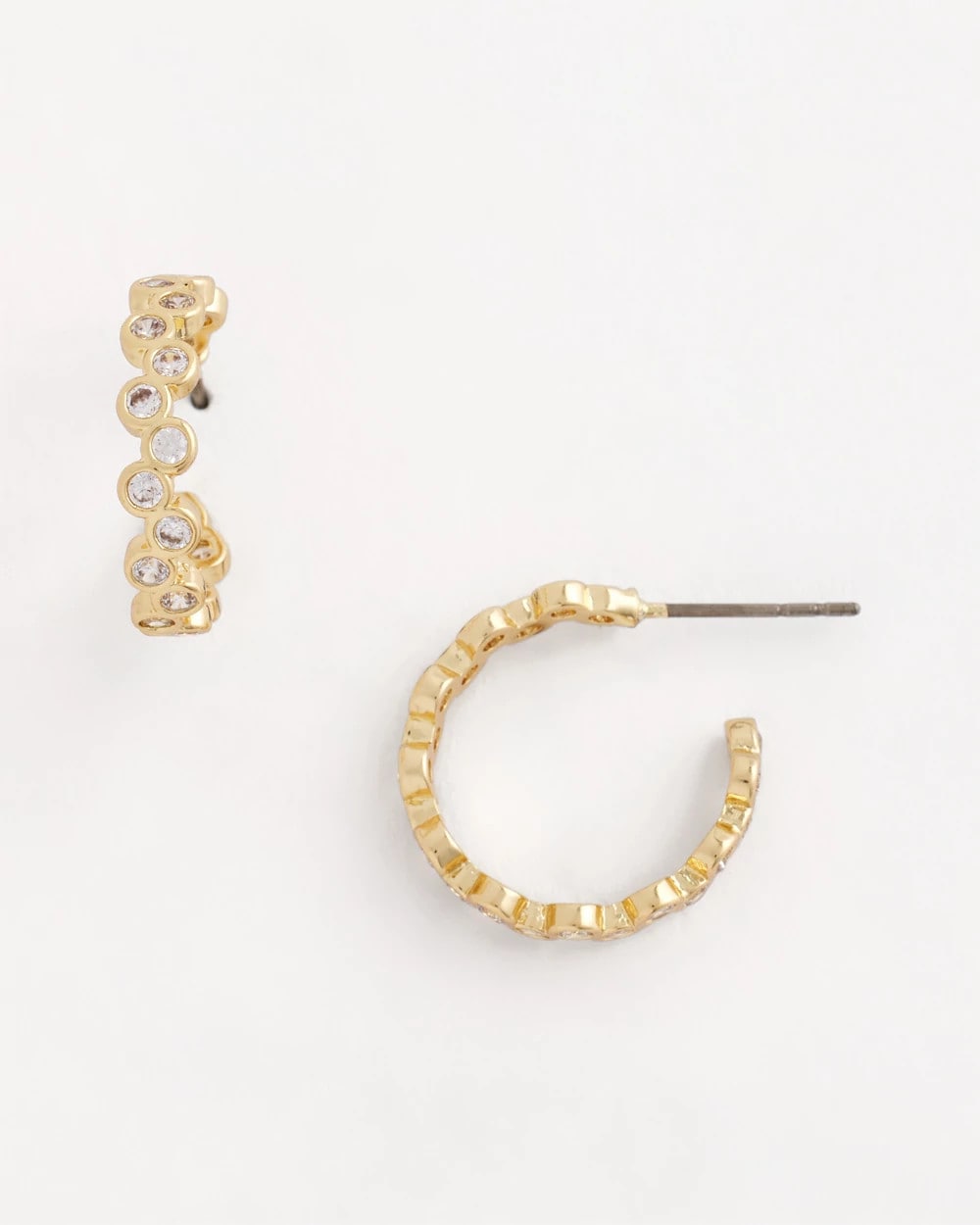 Chico's On Sale Gold Goldtone Cubic Zirconia Hoop Earrings