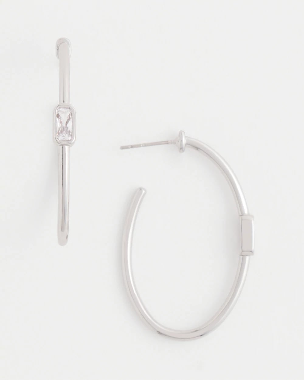 Chico's Online Silver Silver Oval Hoop Earrings