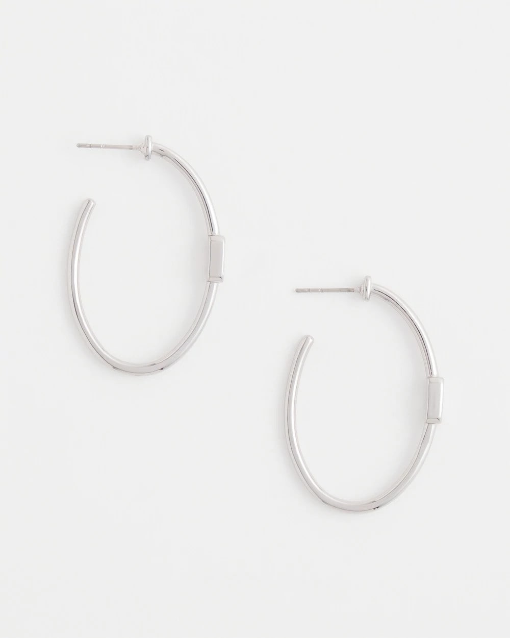Chico's Online Silver Silver Oval Hoop Earrings
