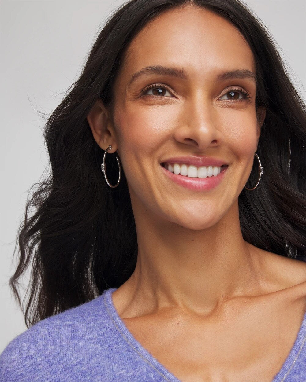 Chico's Online Silver Silver Oval Hoop Earrings