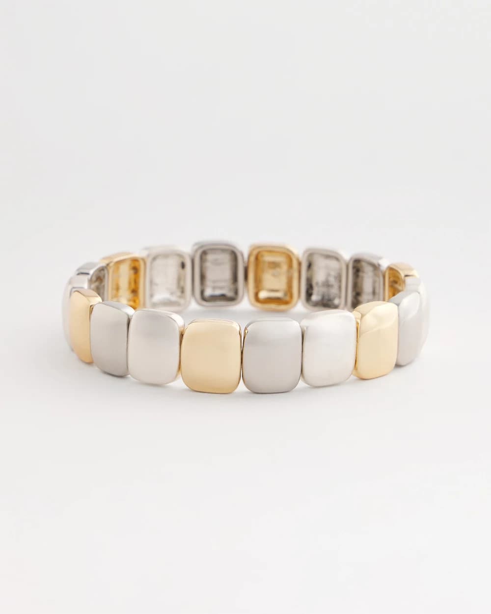 Chico's Outlet Mixed Metals Mixed-Metal Matte Square Stretch Bracelet