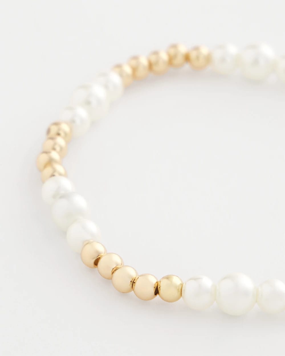 Chico's Sale Pearl Goldtone Bead Stretch Bracelet