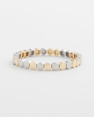 Chico's Outlet Mixed Metals Silver & Gold Tone Round Stretch Bracelet