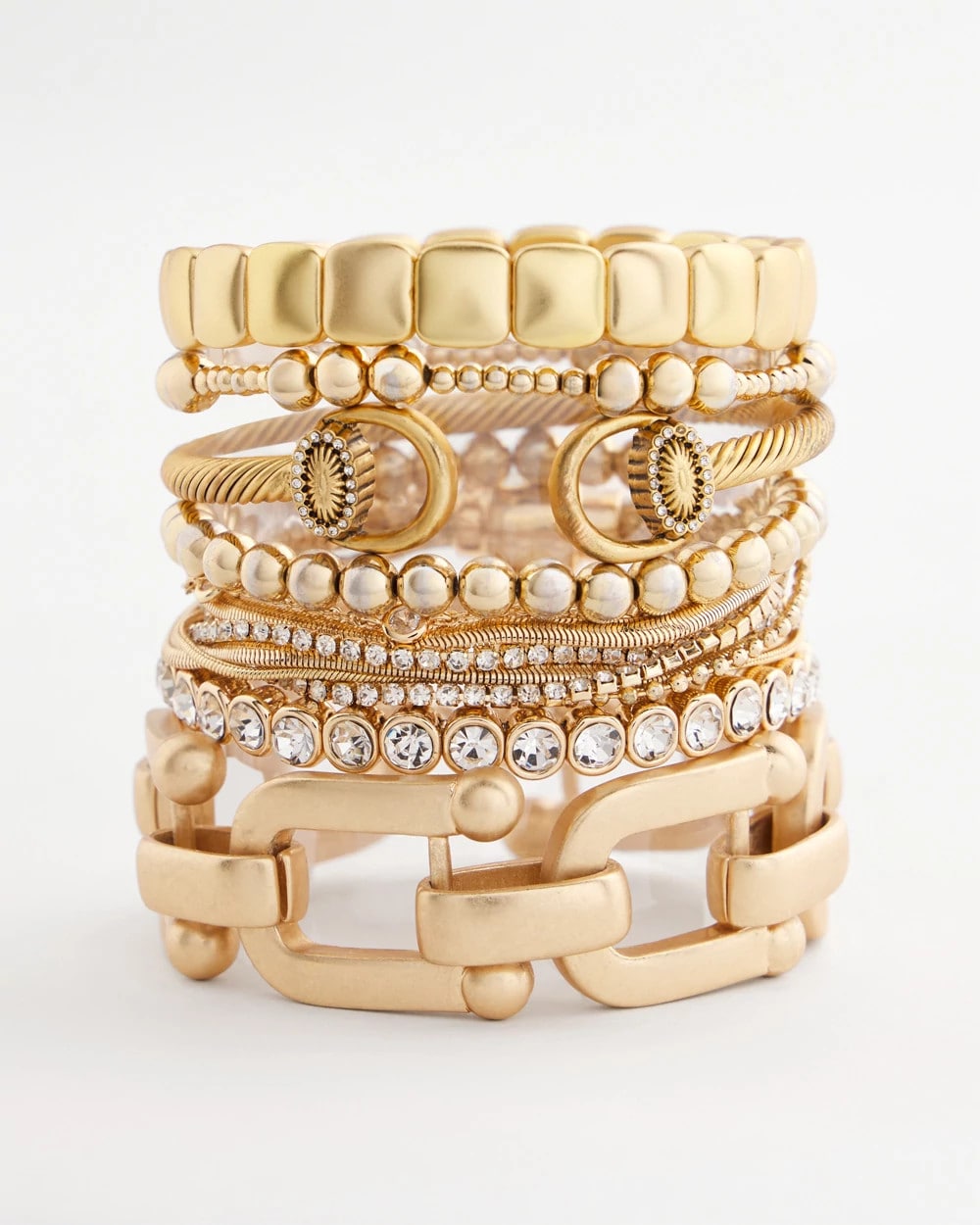 Chico's On Sale Gold Golden Matte Square Stretch Bracelet