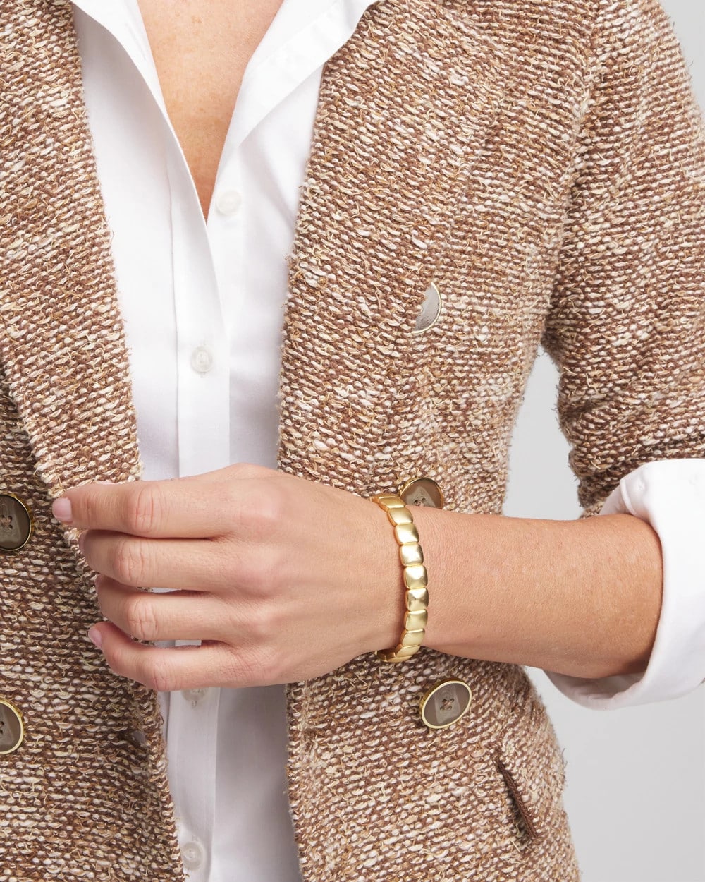 Chico's On Sale Gold Golden Matte Square Stretch Bracelet
