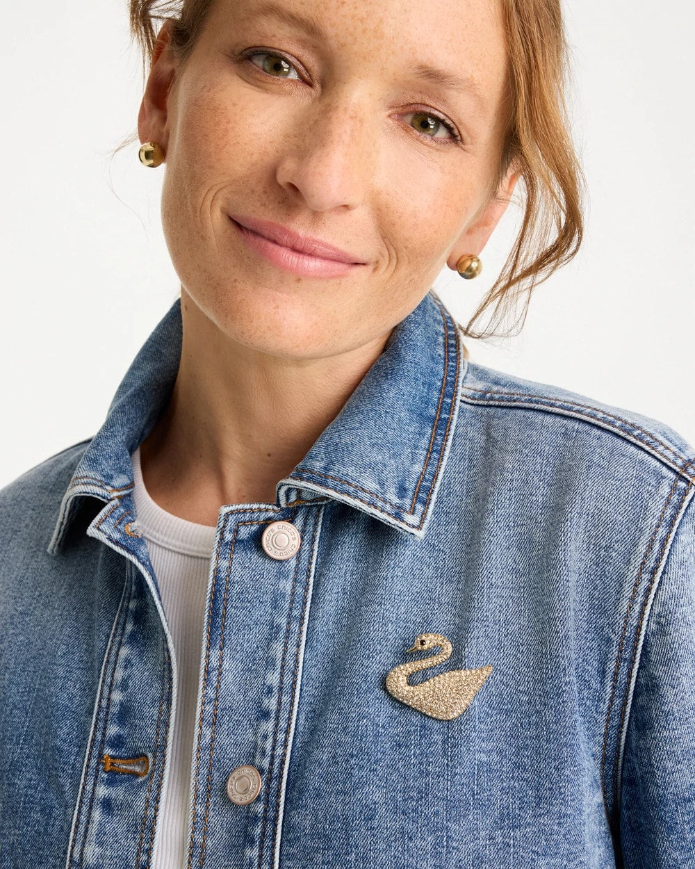 Chico's Sale Gold Sparkling Swan Brooch