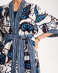 Chico's On Sale Ecru Printed Belted Kimono