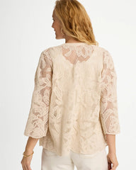 Chico's Online Natural Short Crochet Lace Kimono