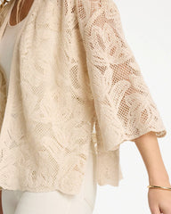 Chico's Online Natural Short Crochet Lace Kimono