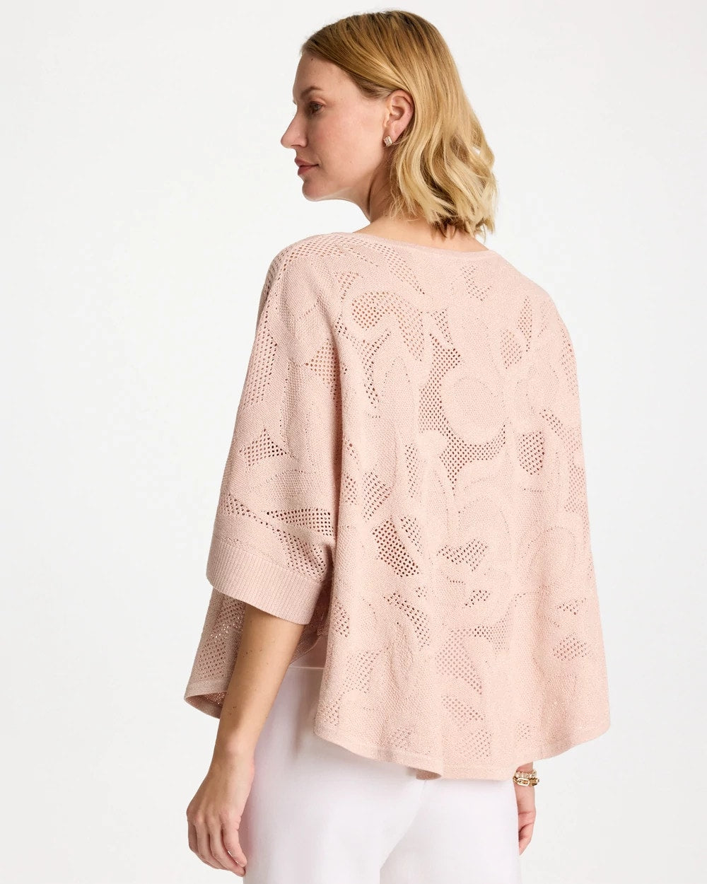 Chico's Sale Rose Smoke Boatneck Rounded Hem Poncho