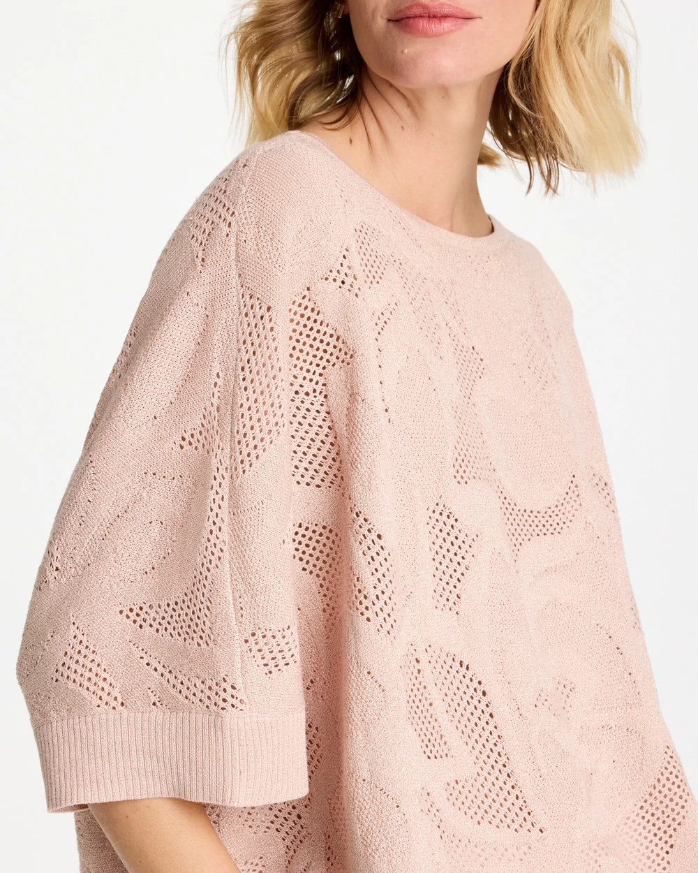 Chico's Sale Rose Smoke Boatneck Rounded Hem Poncho