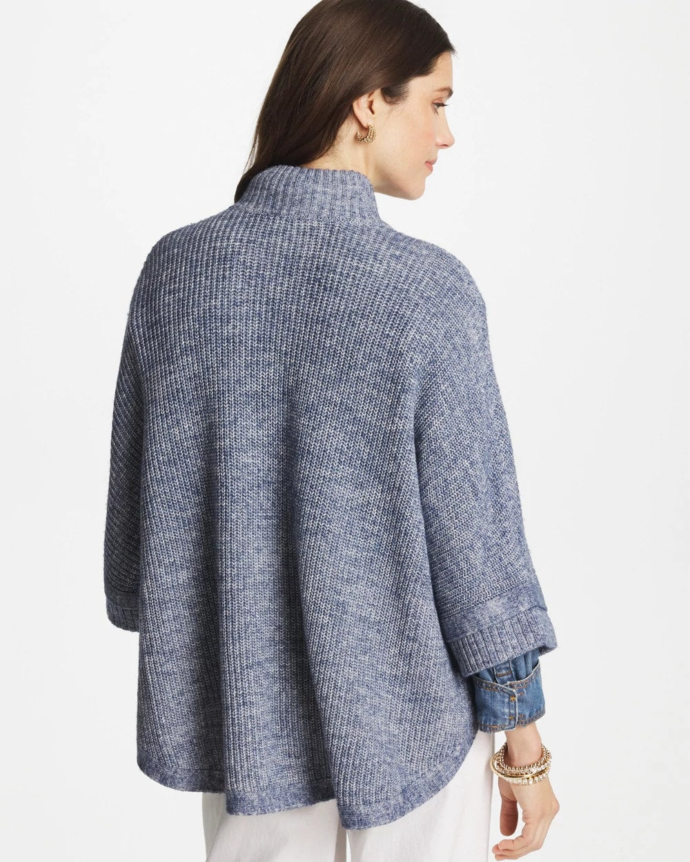 Chico's Outlet Indigo Sky Heather Rounded Hem Zip-Front Ruana