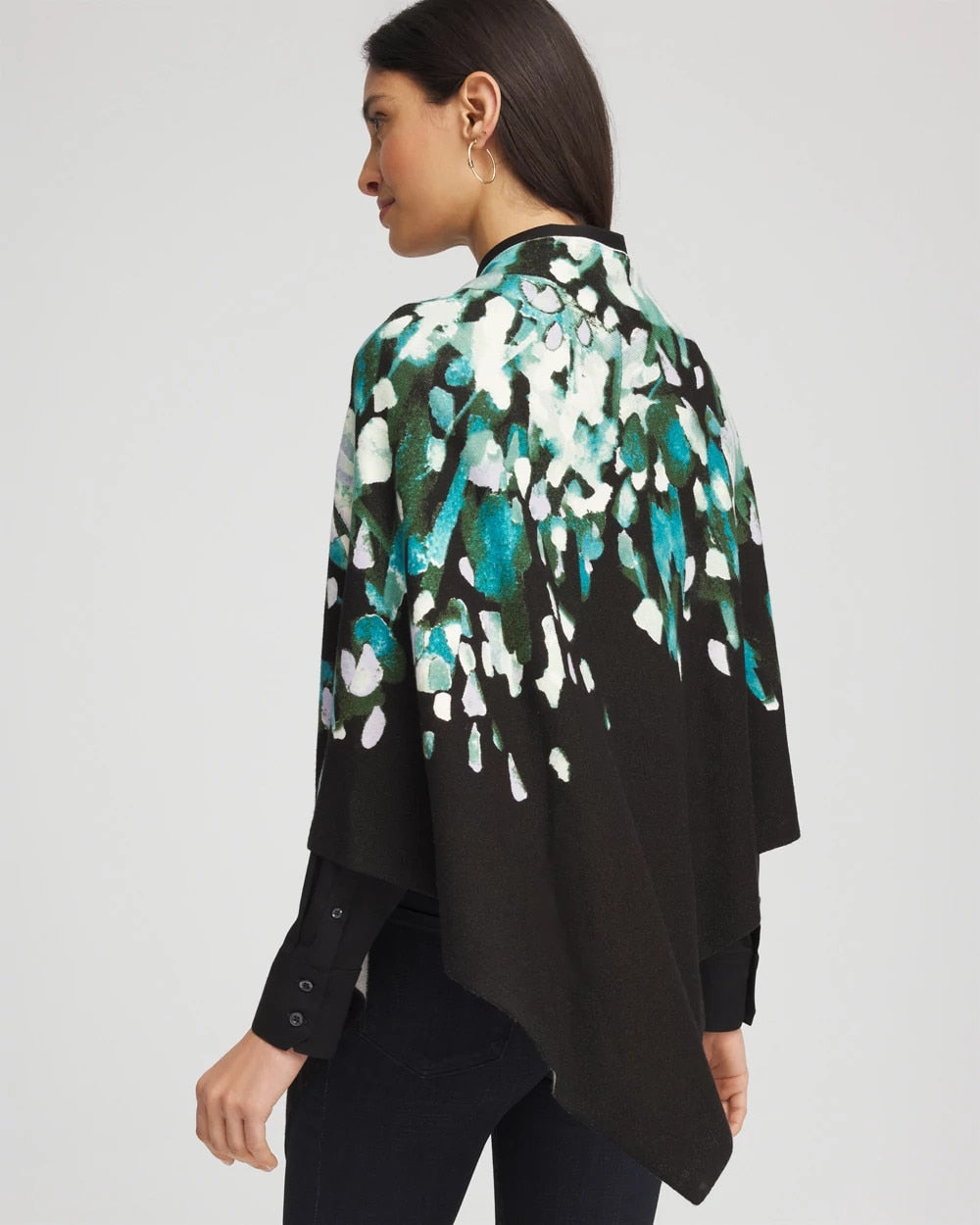 Chico's Online Dark Aqua Convertible Knit Boatneck Poncho