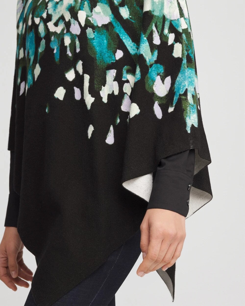 Chico's Online Dark Aqua Convertible Knit Boatneck Poncho