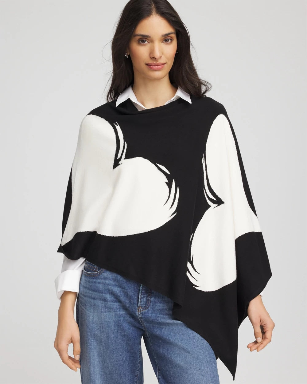 Chico's Discount Black Love Brush Convertible Sweater Poncho