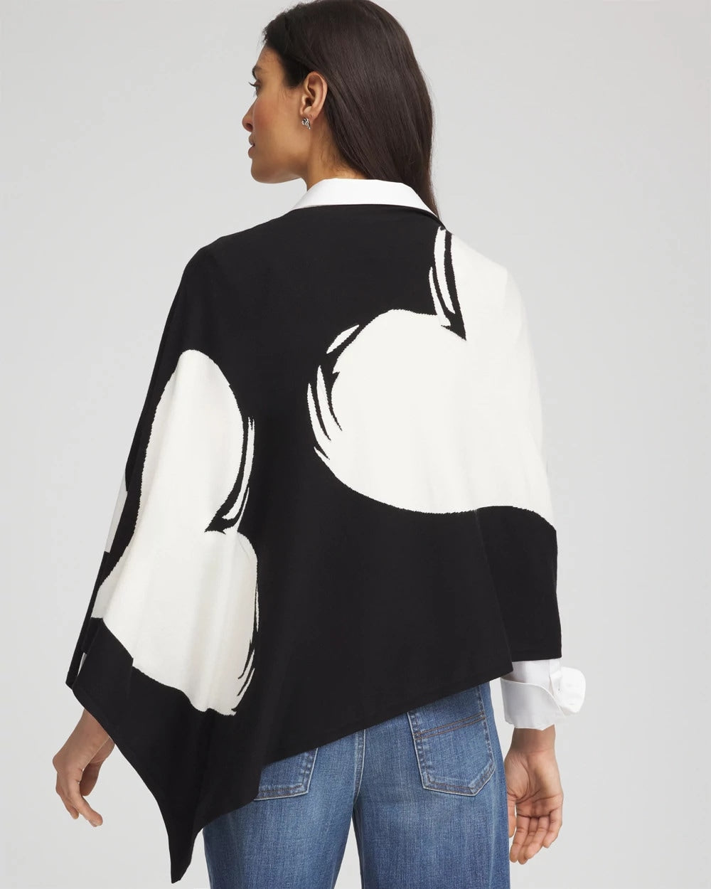 Chico's Discount Black Love Brush Convertible Sweater Poncho