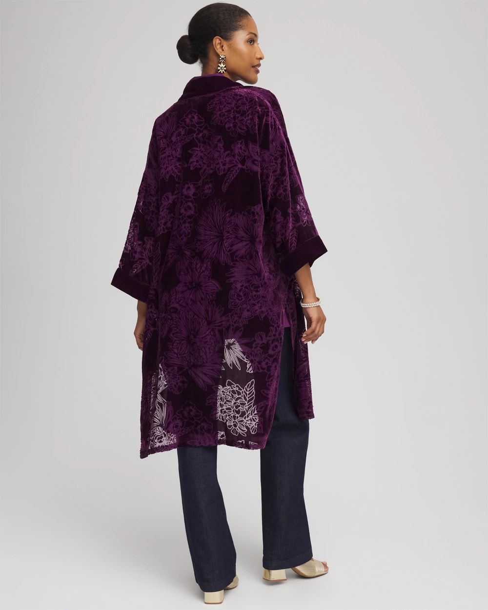 Chico's For Sale Purple Royale Floral Burnout Kimono