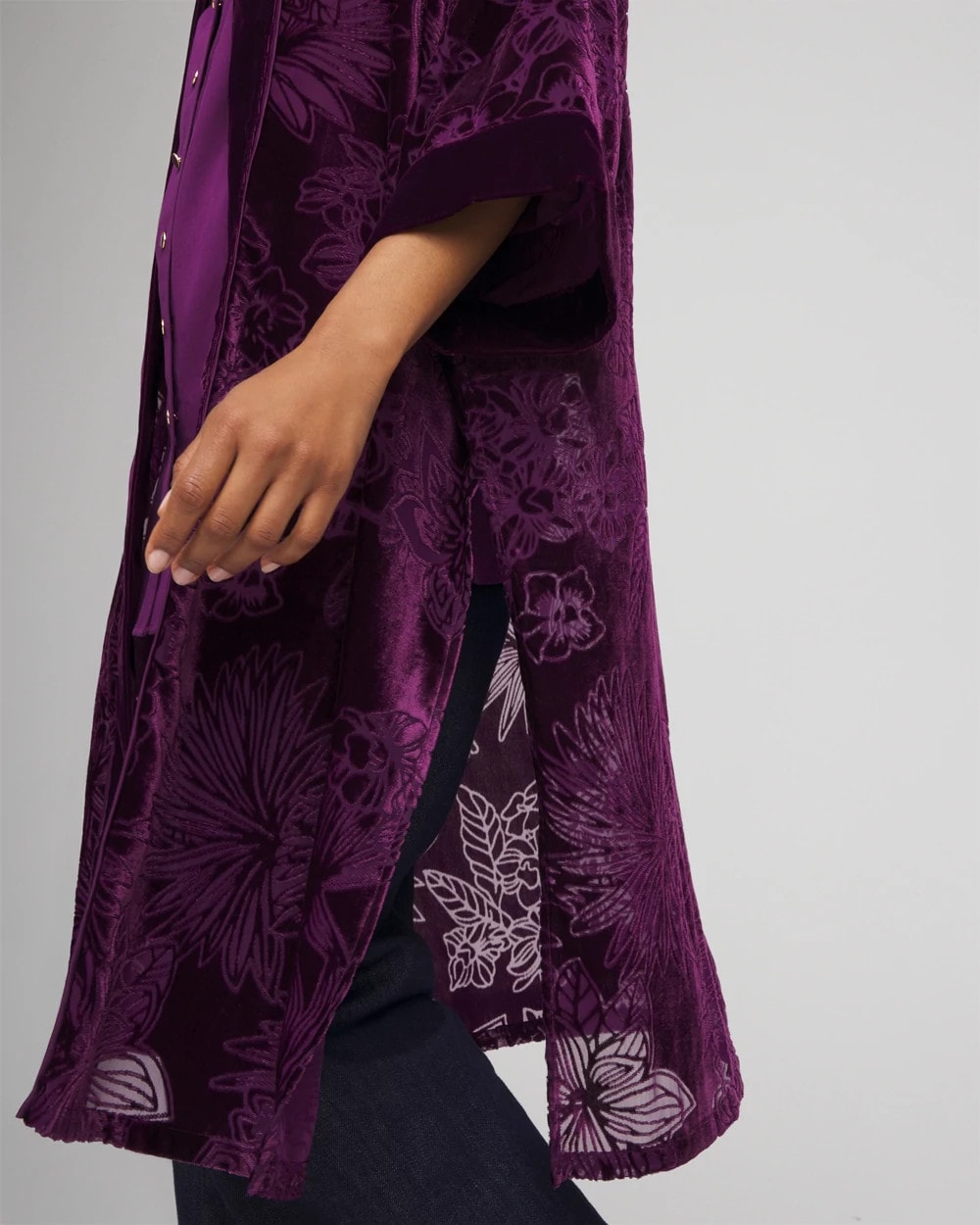 Chico's For Sale Purple Royale Floral Burnout Kimono