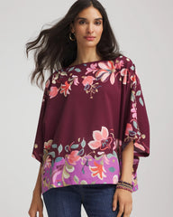 Chico's Sale Deep Chianti Printed Boatneck Pullover Poncho