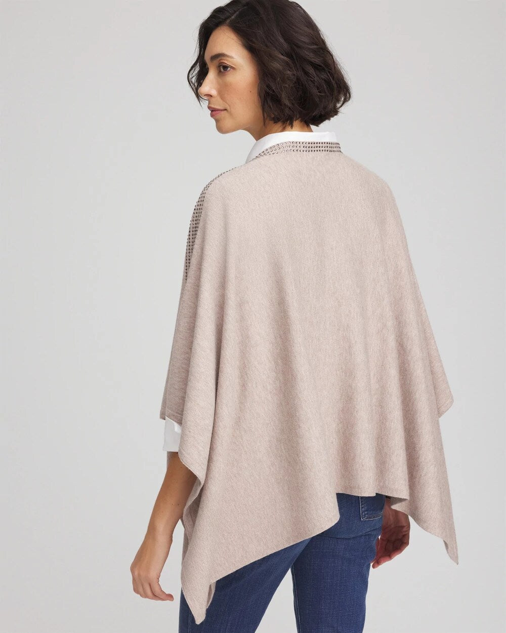 Chico's For Sale Light Taupe Heather Rhinestone Embellished Poncho