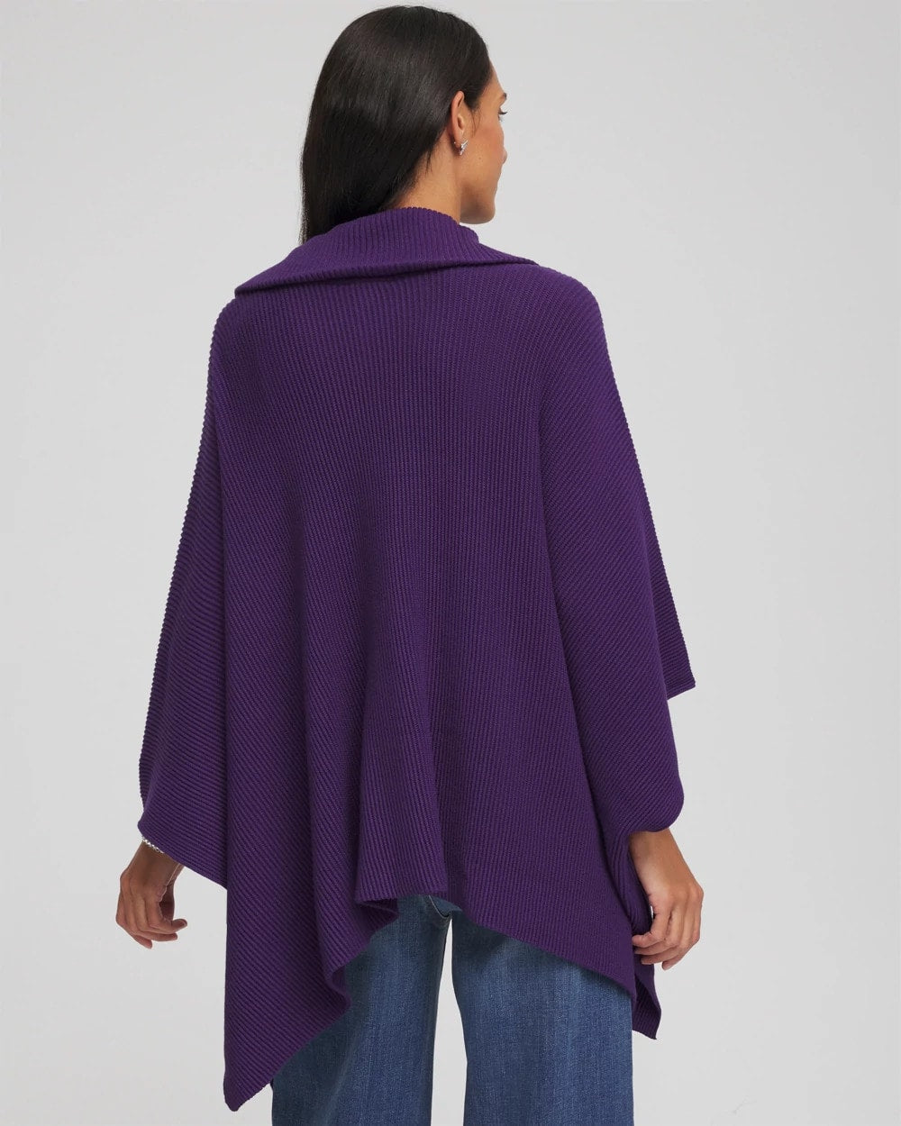 Chico's For Sale Purple Elixir Rhinestone Zip-Collar Sweater Poncho