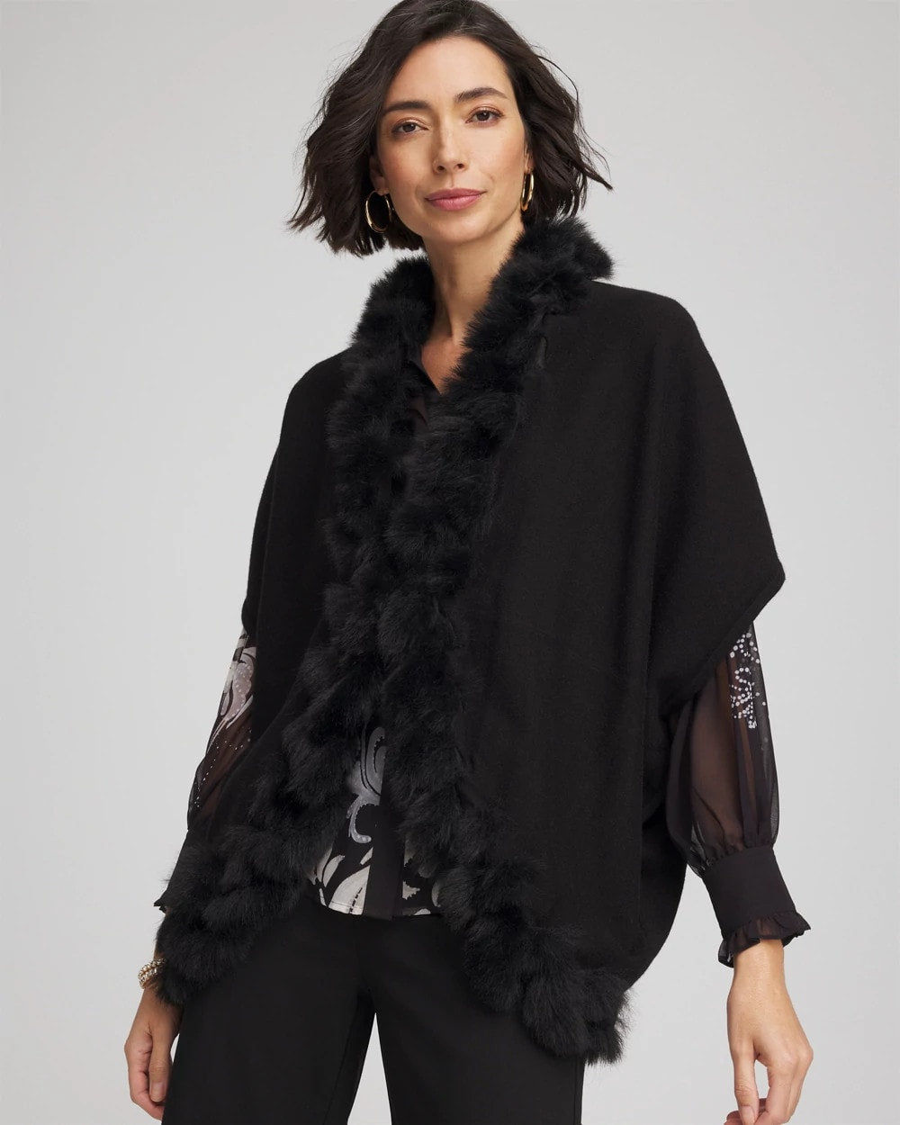 Chico's Online Black Faux Fur Cocoon