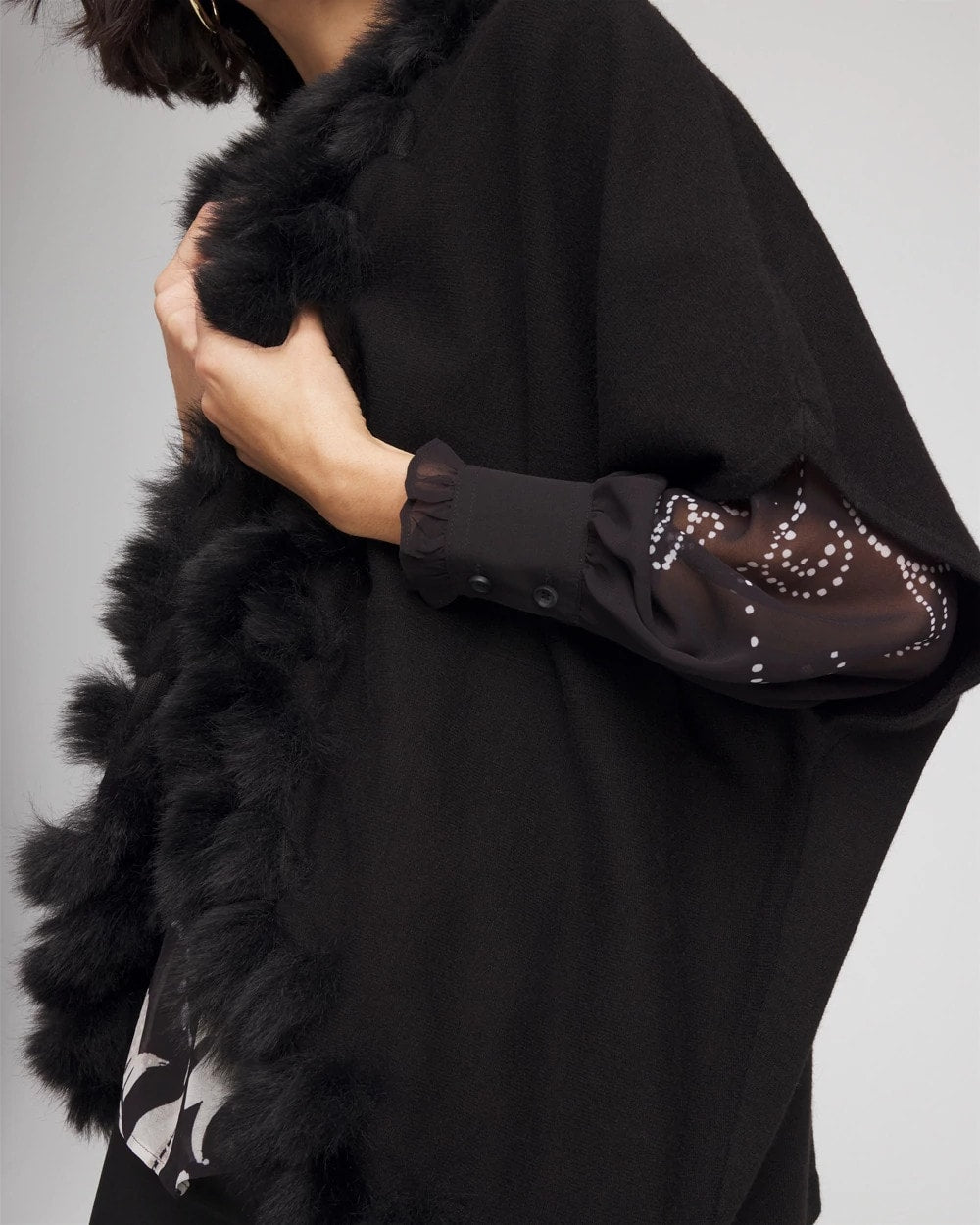 Chico's Online Black Faux Fur Cocoon