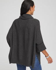 Chico's Discount Graphite Heather Gray Cowlneck Poncho
