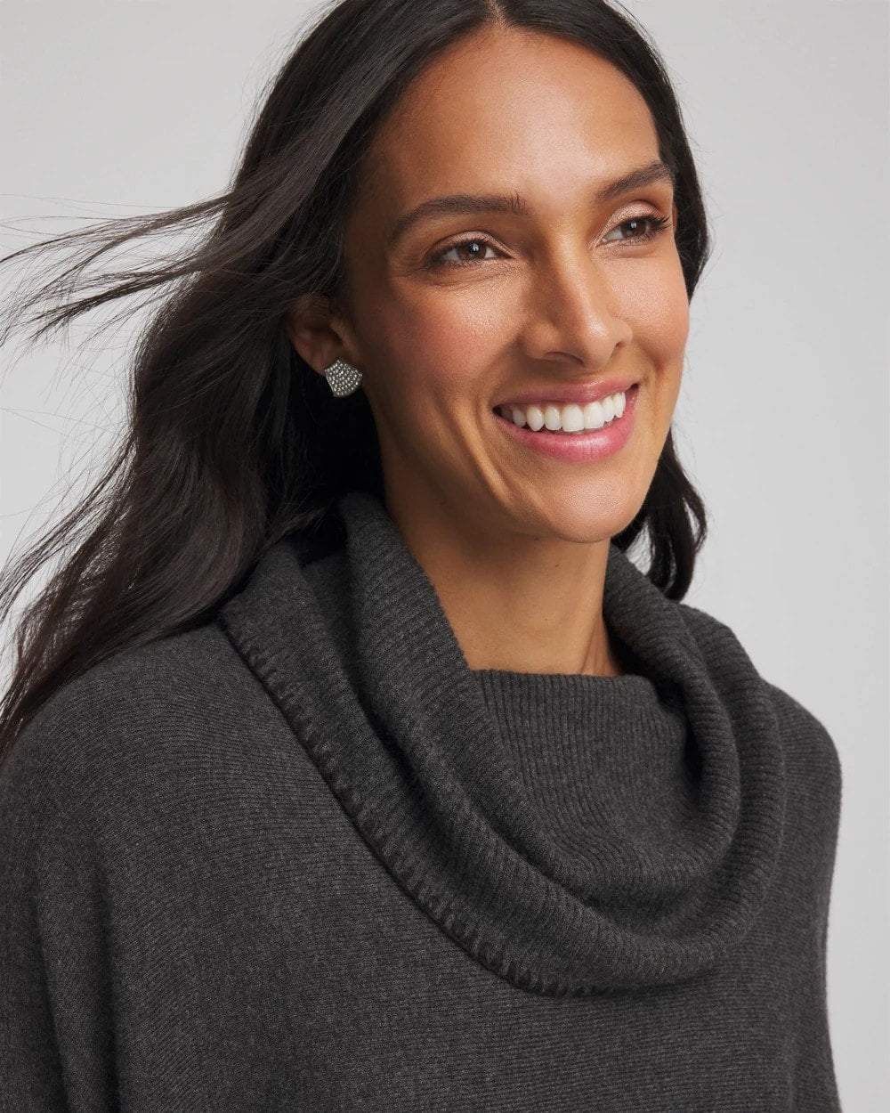 Chico's Discount Graphite Heather Gray Cowlneck Poncho