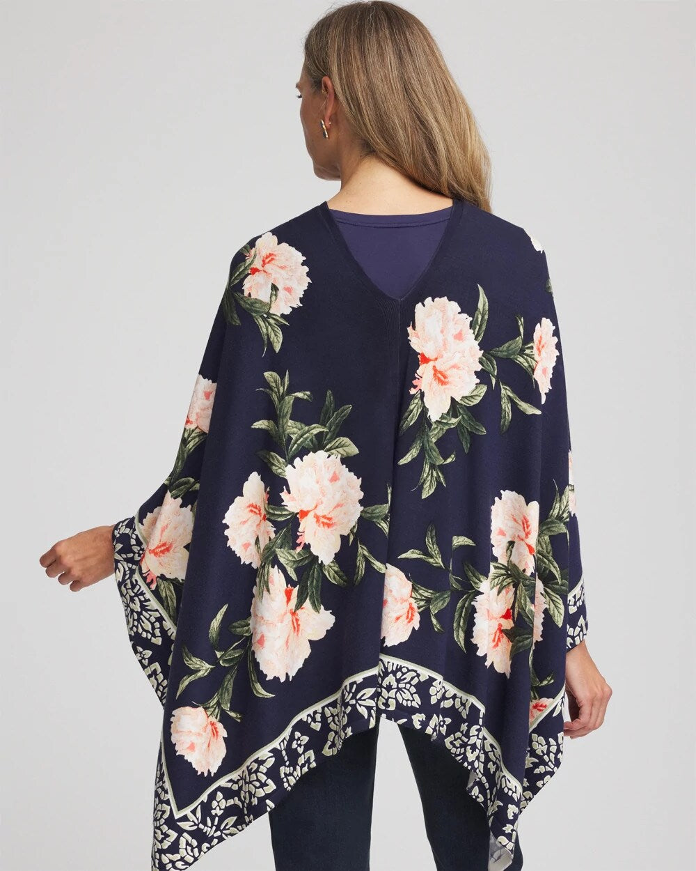 Chico's Sale Passport Blue Asymmetrical Convertible Sweater Poncho