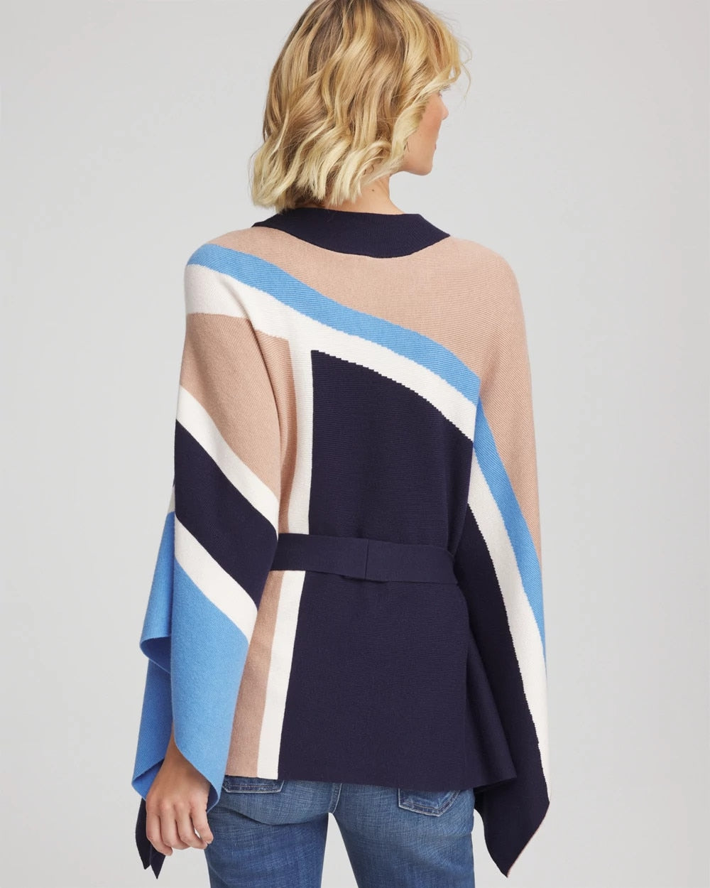Chico's For Sale Passport Blue Belted Colorblock Poncho