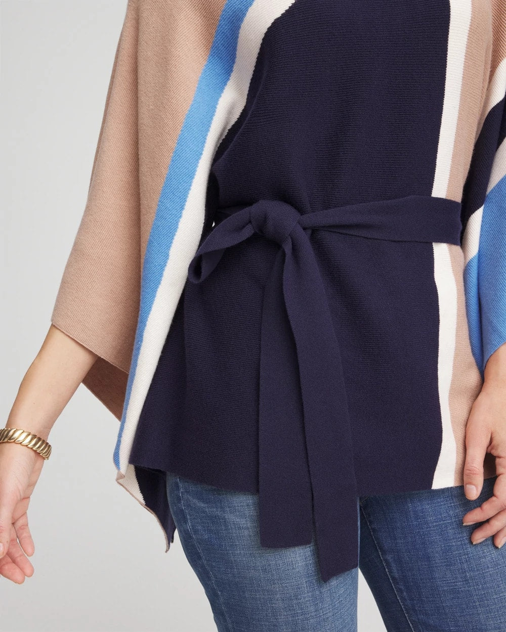 Chico's For Sale Passport Blue Belted Colorblock Poncho