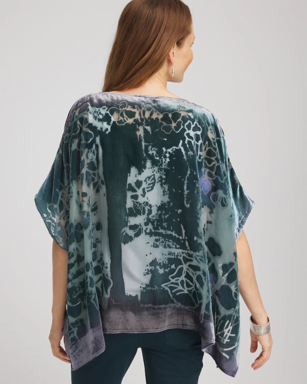 Chico's Online Striking Teal Velvet Burnout Passion Poncho
