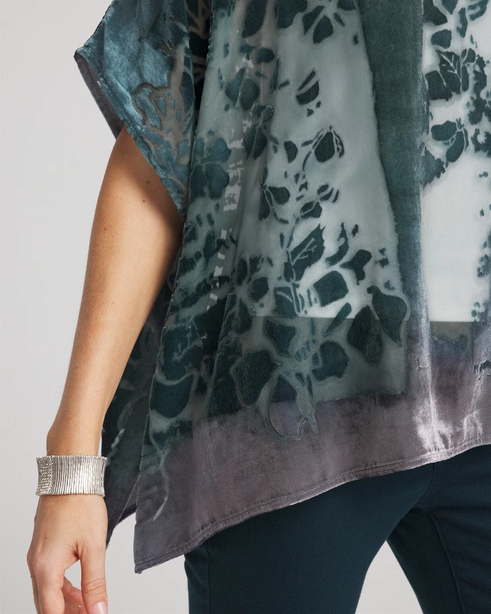 Chico's Online Striking Teal Velvet Burnout Passion Poncho